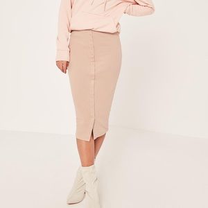 Misguided Ribbed Popper Through Midi Skirt